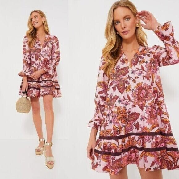Tuckernuck NEW Pink Paisley Sunset Chintz Kenzo Beach Swim Coverup Size XS